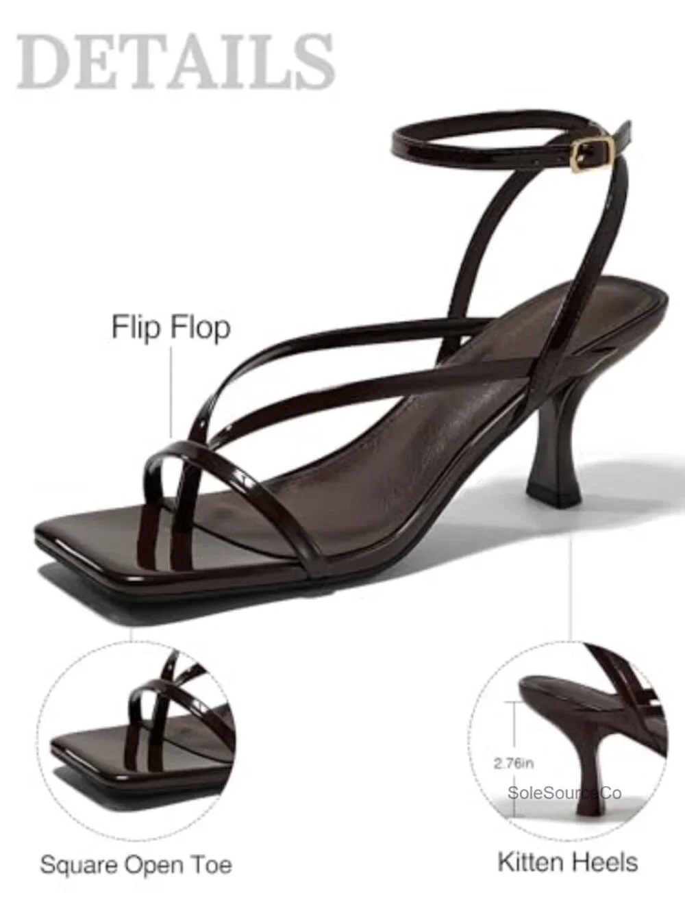 Lace Up Heeled Sandals Square Toe Kitten Heel Ankle Strap Dress Shoes